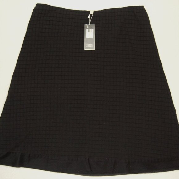 NWT Eileen Fisher Organic Cotton, Textured Peasant Skirt, Black, Petite M - Picture 5 of 10